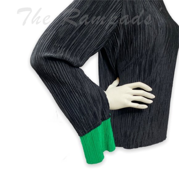 Zara Collection Woman Basic Black, Green Long-sleeve Detail Shirt Size S… - Picture 3 of 9
